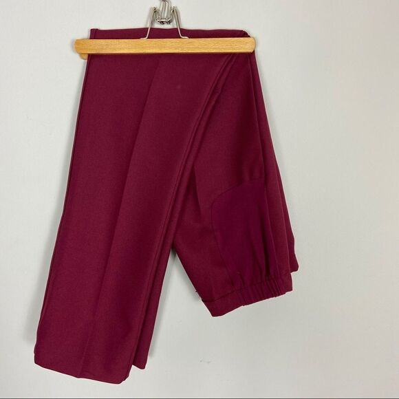 Vintage High-Waisted Burgundy Trousers – Classic Tailored Straight Leg Pants - Picture 8 of 9